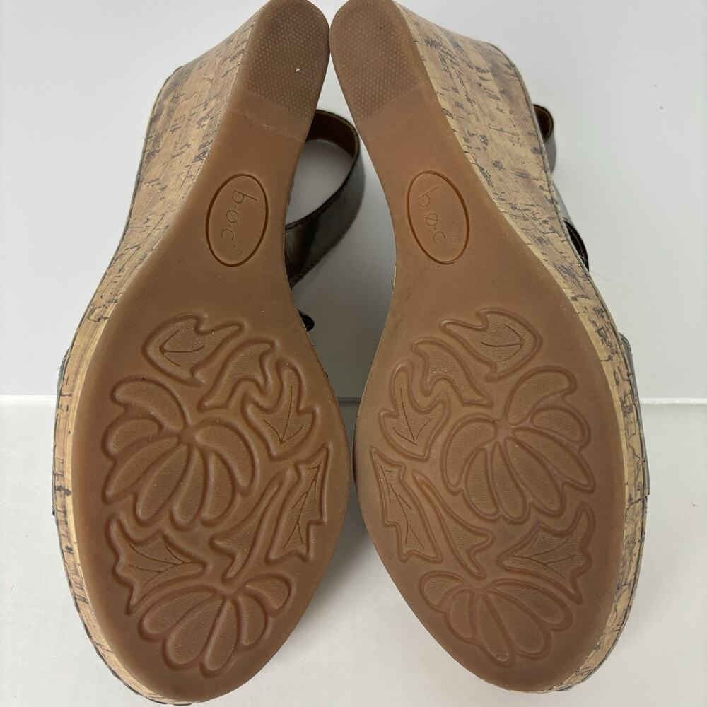 BOC Metallic Silver Cork Wedge Slingback Sandals Sz 9 Faux Leather Boho Comfort‎ - Picture 14 of 14
